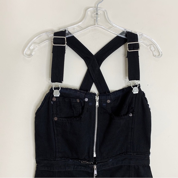 NEW RE/DONE Levi’s Overall Denim Mini Dress (Sz M) Reworked Vintage Black - Picture 5 of 16